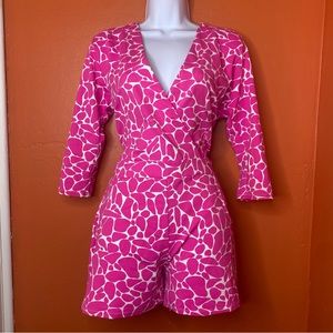 Mahi Gold Pink Giraffe Print Riptide Romper